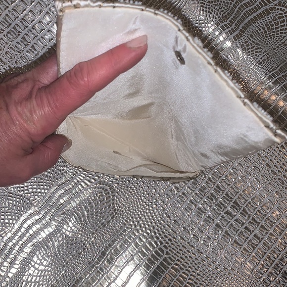 Vintage silk beaded and embroidered evening clutch snap closure - Picture 4 of 4